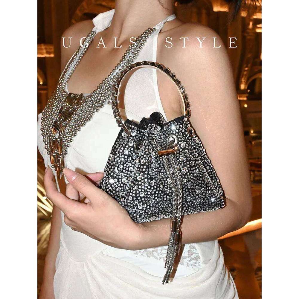 Designer Luxury Rhinestone Evening Purses And Handbag Designer Shoulder Shiny Crystal Clutch Purse Bucket Bag