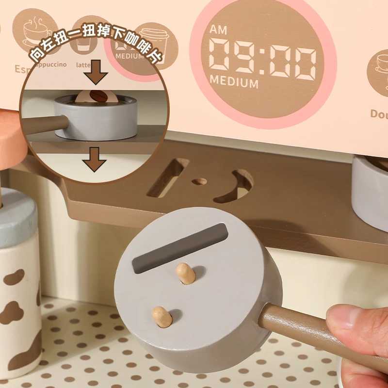 Kids Coffee Maker Wooden Toy Coffee Maker fun parentchild interaction kitchen simulation Play Kitchen Accessories Toy Sets C250922