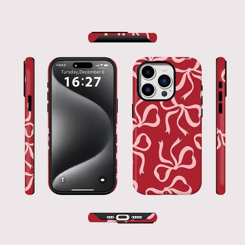 Lovely Bow Phone Case iPhone 16 15 14 13 12 11 Pro Max Plus For Magsafe Wireless Two in one Magnetic Back Cover