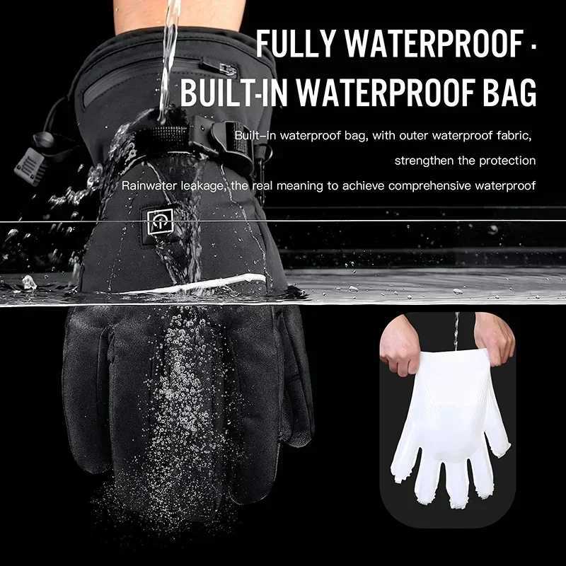 Electric Heated Gloves Touchscreen Heating Thermal Gloves Winter Moto Heated Gloves Outdoor Warm Waterproof Windproof Glove J2509221