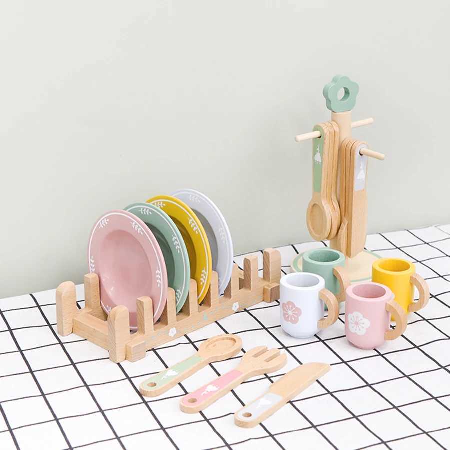 Baby wooden toy Kitchen toy wooden tableware set toy baby role play Educational Cosplay preschool toy gifts for kids C2509221