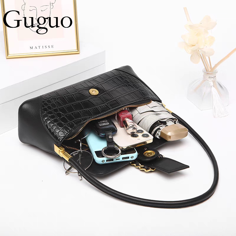 Luxury Bag Guguo Designer Bag Foreign Trade High-end Bag For Women With Metal Buckle, Baguette Bag, Shoulder Bag, Underarm Bag Commuter Bag For Women