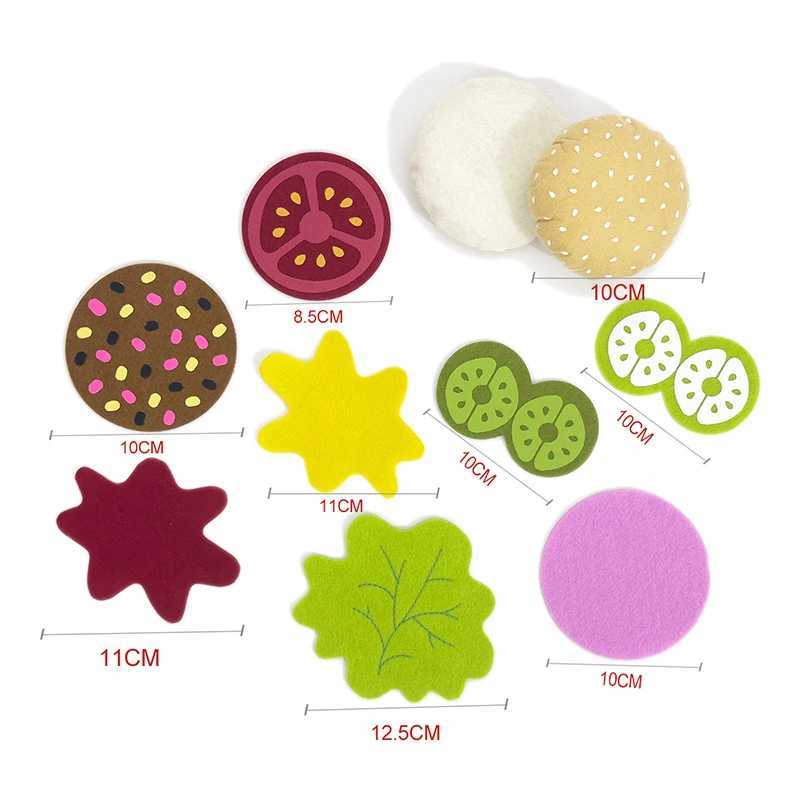 10pcs Felt Food Burger Food Set Soft Hamburger Pretend Play Toy Felt Hot dog Toys Children Kitchen Role Playing Christmas Gifts C250922
