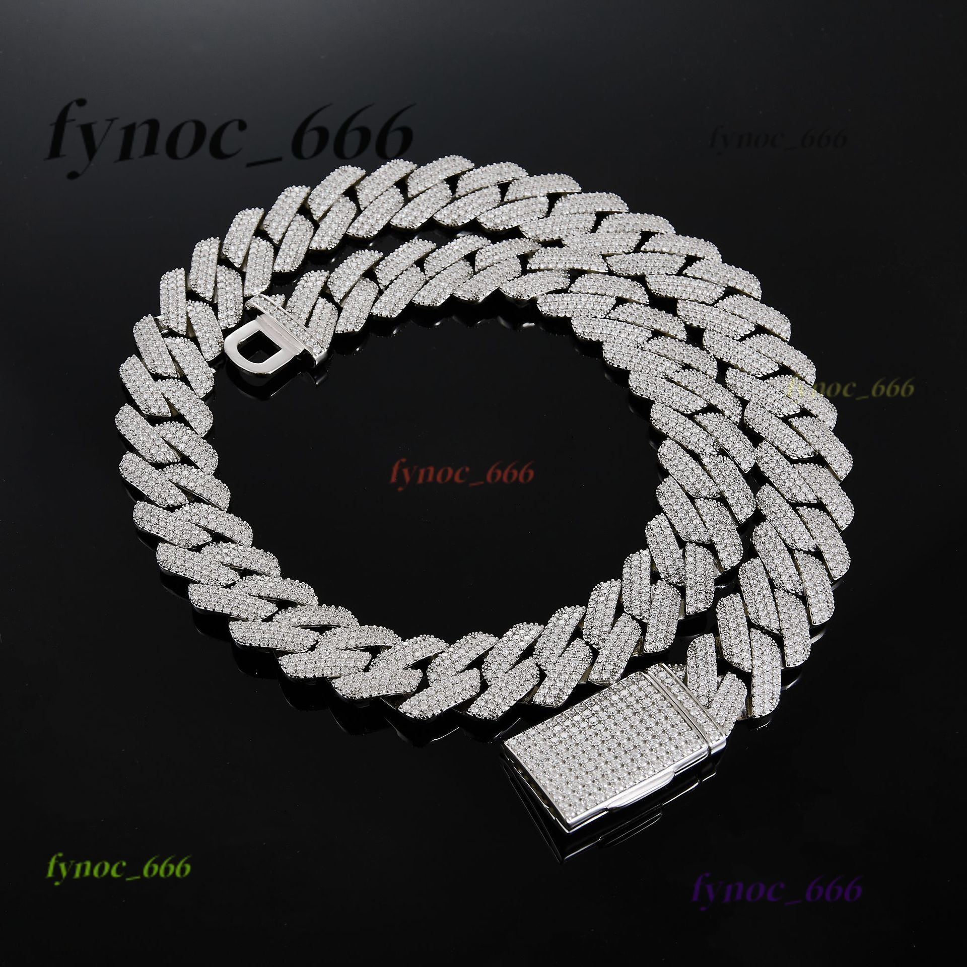 10mm Cuban Chain Full Moissanite S925 Silver Diamond Cuban Chain Trendy Necklace Accessories