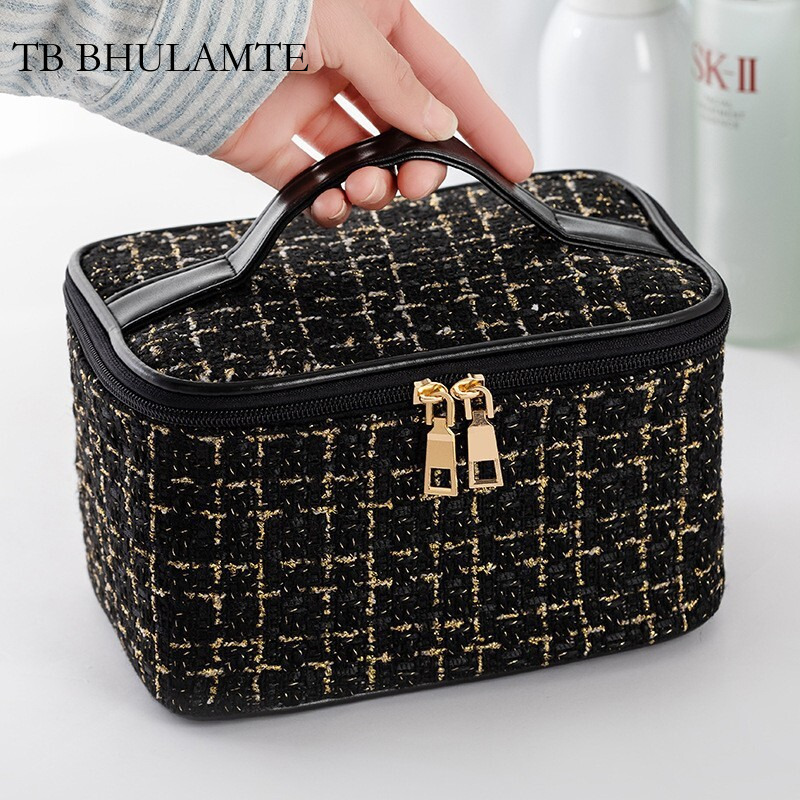 TB BHULAMTE Designer Luxury Makeup Organizer Bag Multi-functional Small Fragrance Style Large Capacity Woven Toiletry Bag Portable High Appearance Han