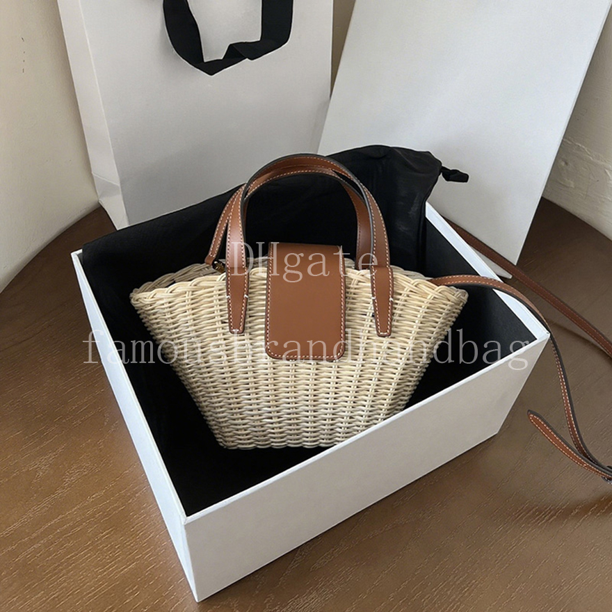 Woman Woven Bag 32CM Mirror Quality Designer Handbag Plant Materials Basket Bag With Box 25C116572A