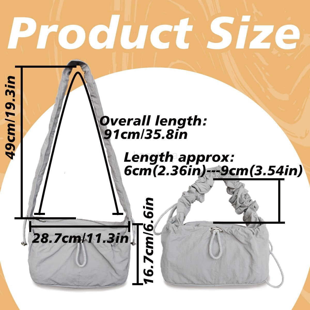 Nylon Crescent Bag Hobo Handbags Ruched Shoulder Bag Adjustable Strap Lightweight Casual Sling Bag Travel Tote Bags for Women Z250922