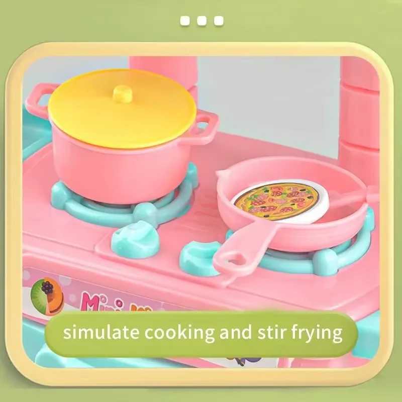 Mini Kitchen Counter Play Set DIY Simulated Cooking Food Tableware Play House Role Play Pretend Game Toys Girl Children Day Gift C250922