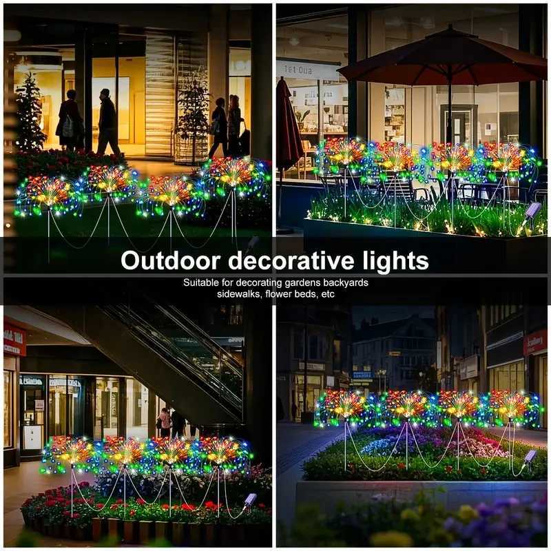 Solar LED Fireworks Lights 8 Lighting Modes Waterproof DIY Solar Outdoor Decorative Fairy String Light for Garden Lawns Wedding C250922