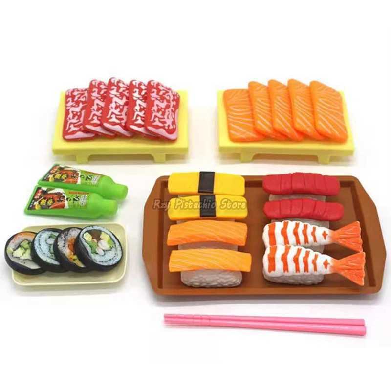 Kids Kitchen Simulation Barbecue Japanese Food Pretend Play Sushi Tuna Shrimp Wasabi Sashimi Toy Set Girl Boy Cooking Toys Model C250922