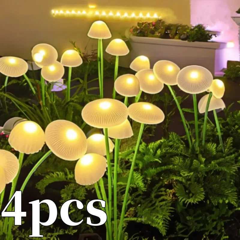4/2pcs Solar Lights Outdoor LED Mushroom Lawn Lights Waterproof Party Yard Patio Pathway Jellyfish Lamp for Garden Decoration C250922