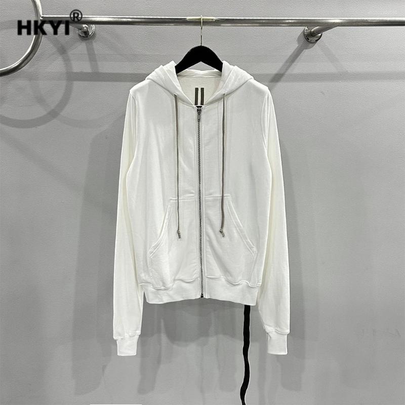 Men's Designer Hoodies HKYI Classic Black Zipper Cardigan Hooded Long Sleeved Sweatshirt Jacket For Men Hoodie Streetwear