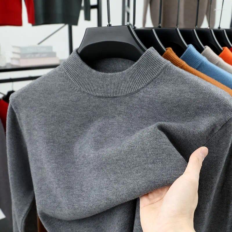 Men's Sweaters Thermal Mid Neck Business Casual Sweater Male Regular Breathable Mens Slim Fit Mock Base Layer Soft Pullovers