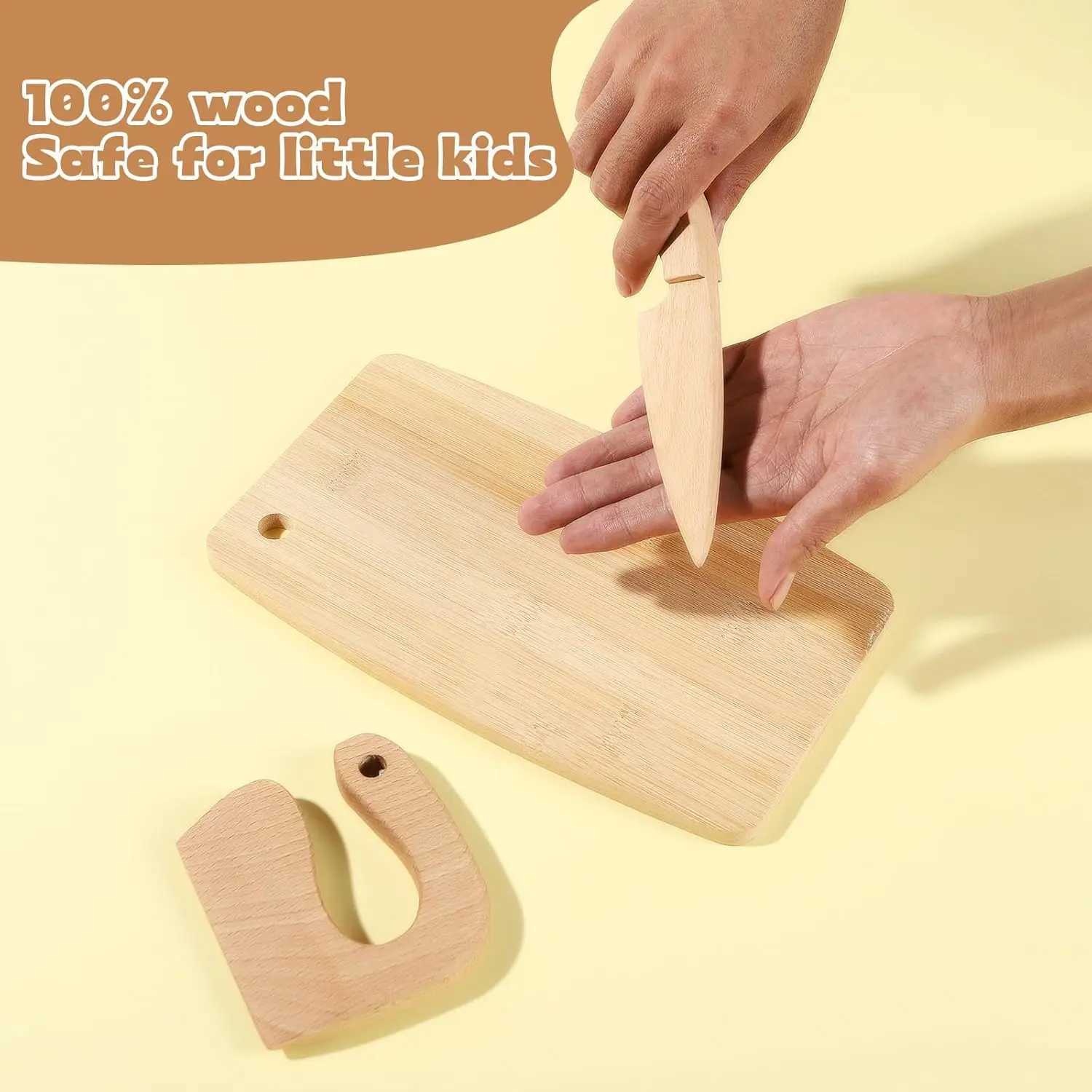 Montessori Kitchen Tools Real Cooking Set Wooden Educational Kid Toys Safe Knives Baking Set Kitchen Accessories For Boys Girls C250922