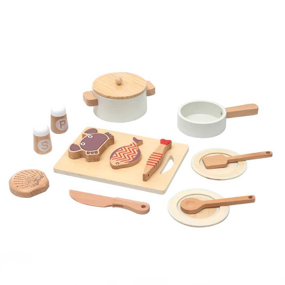 Wooden childrens simulation kitchen toysearly education educational toys simulationpots and pans food roleplay chef C250922
