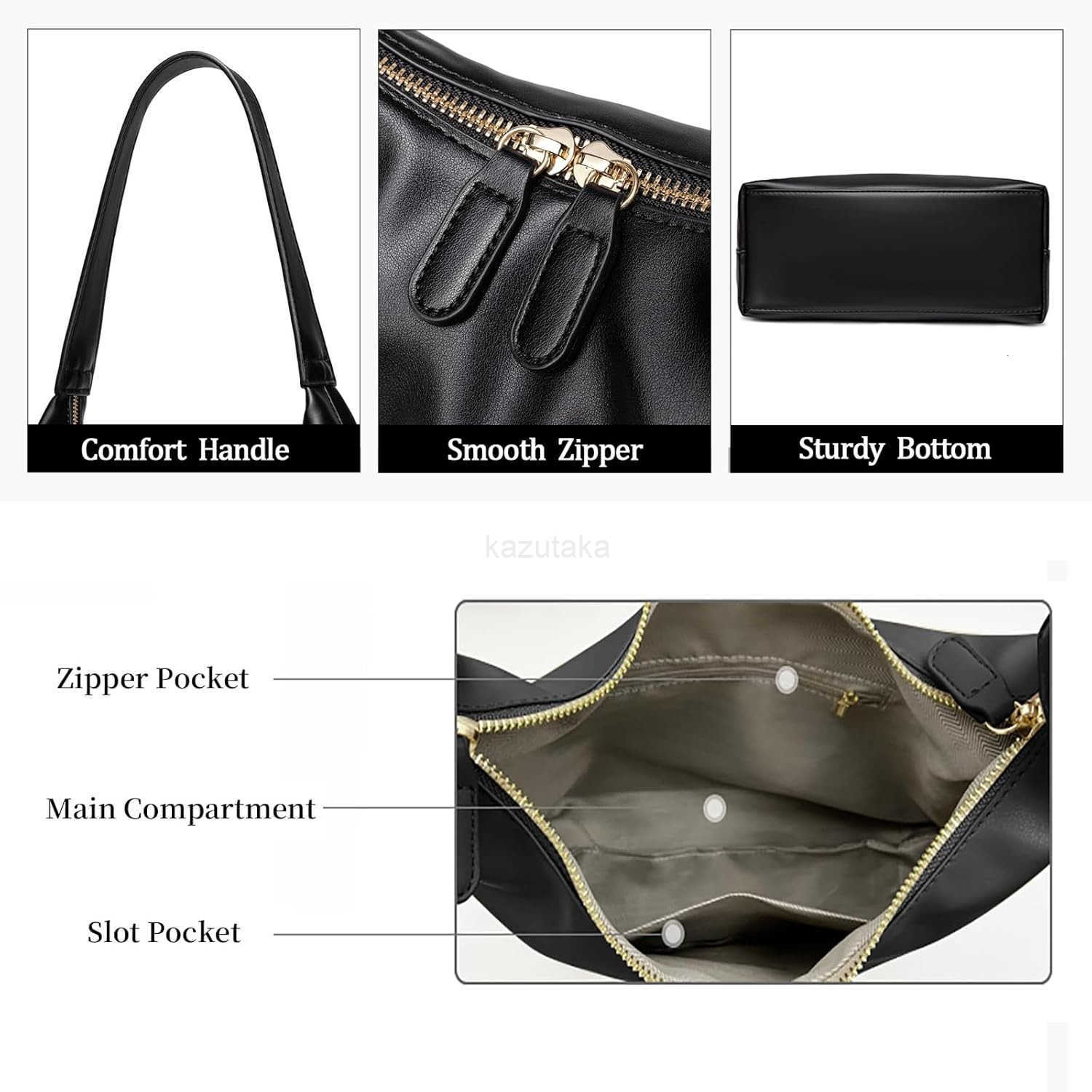 Small Soft Shoulder Purse Slouchy Tote Handbags Leather Women with Double Zipper Design Z250922