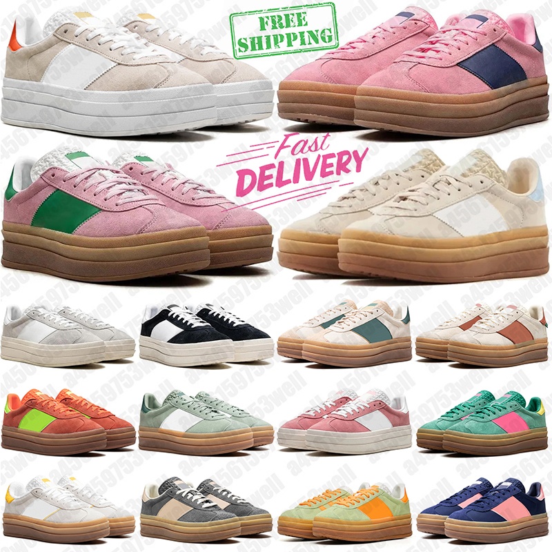 Free Shipping running shoes Designer Sneakers Gazells Bold chaussure Mens Trainers Core Black Pink Glow Almost Blue Yellow women trainers scarpe Plate-forme