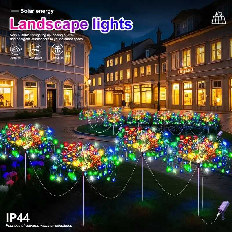 Solar LED Fireworks Lights 8 Lighting Modes Waterproof DIY Solar Outdoor Decorative Fairy String Light for Garden Lawns Wedding C250922