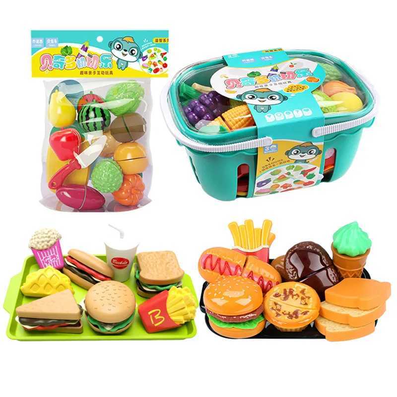 Kitchen Play House Toy Set Simulation Basket Fruit Vegetable Food Cutting Game Educational Kids Montessori Learning Girls Toy C250922
