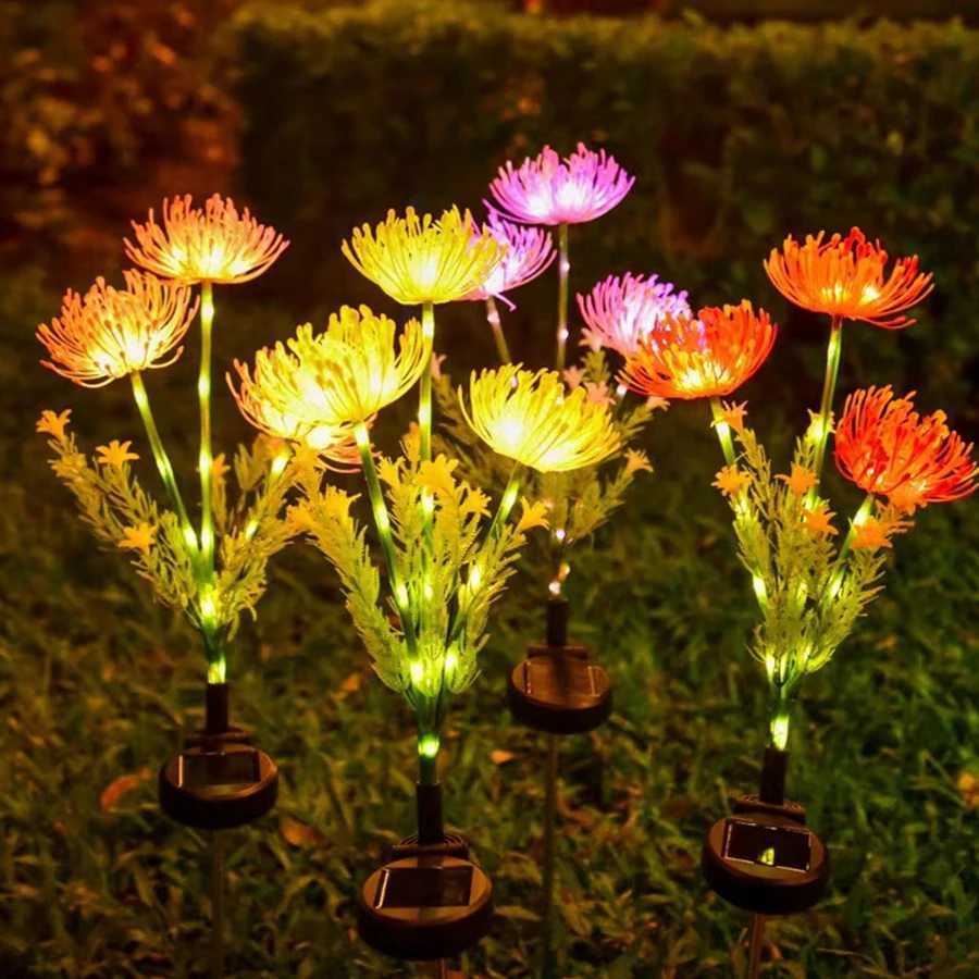 Solar Led Simulation Flower Ground Plug Light for Outdoor Courtyard Decoration Lawn Light C250922