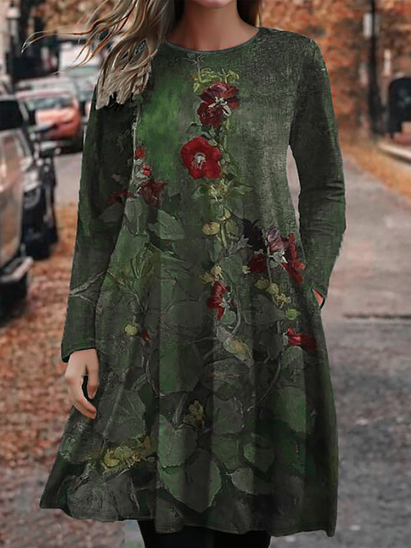 Long sleeve 3D Floral Stitching T-shirt YL23535