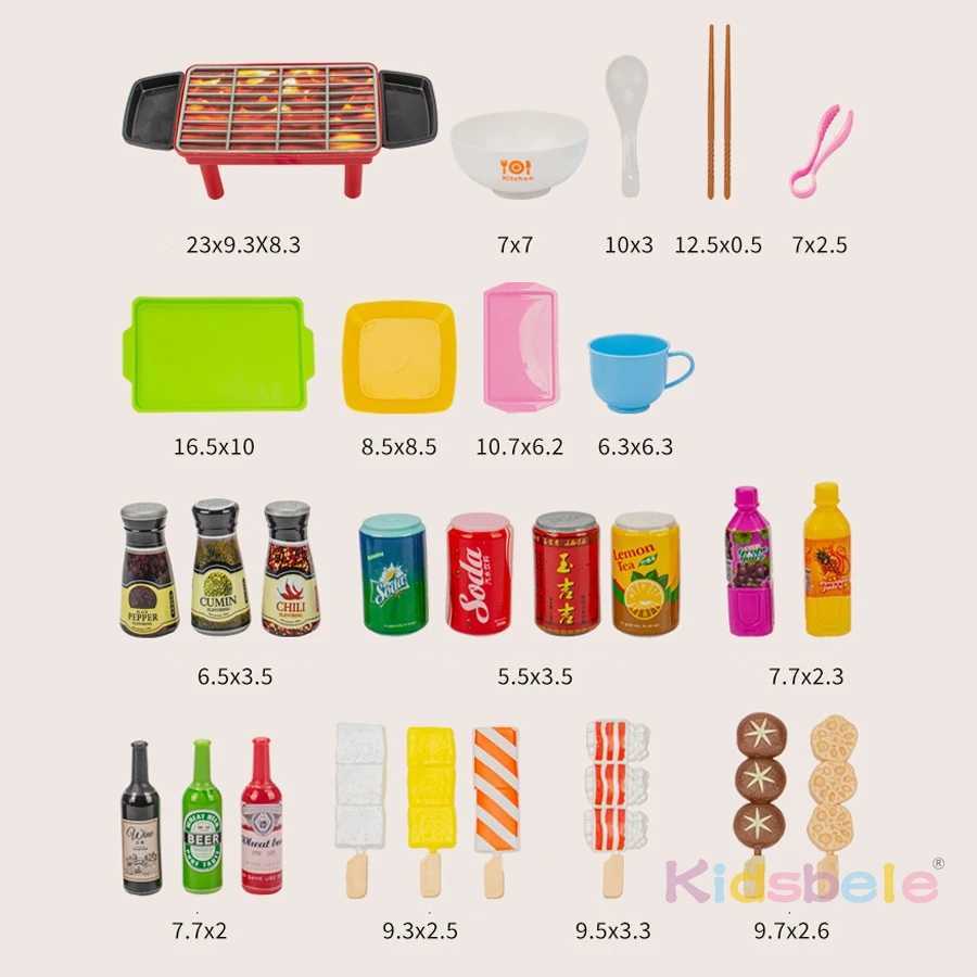 Large Play Food Set for Kids Kitchen BBQ Grill Hot Pot Pretend Cooking Toys Birthday Gift for Children C250922