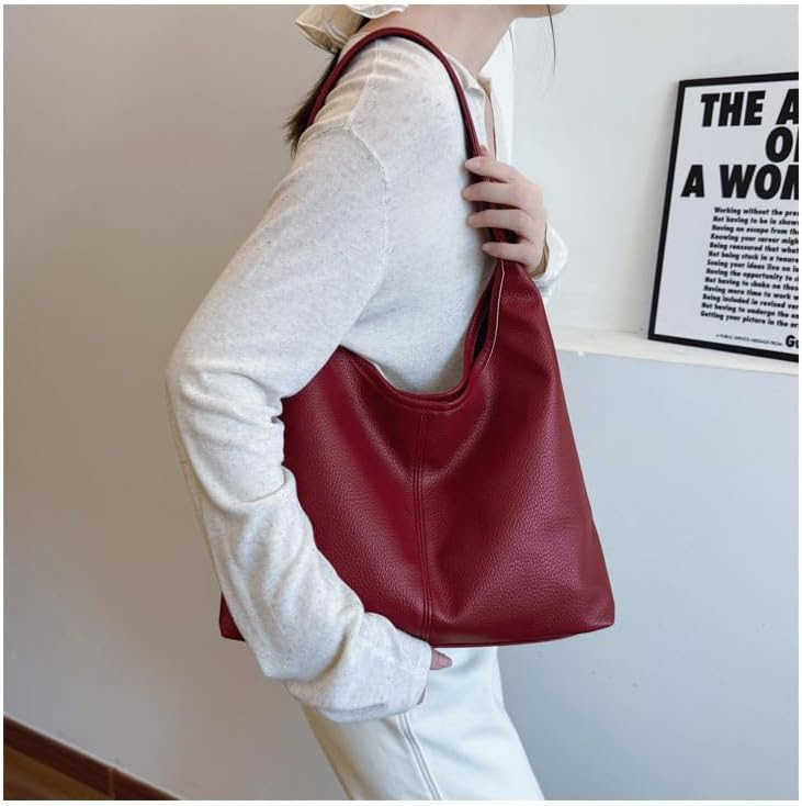 Women Slouchy Tote Bag Soft Casual PU Leather Shoulder Purses 2pcs Work Everyday Handbags Z250922