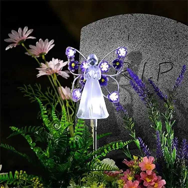 New Solar Angel Lights Outdoor Garden Decoration Landscape Housewarming Gift Cemetery Led Stake Lawn Yard Patio Solar Night Lamp C250922