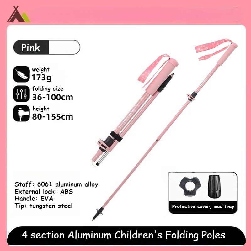 Lightweight Collapsible Kids Hiking Poles - Retractable Kids Hiking Stick, Telescoping Carbon Fiber Trekking Poles 2 Pack, Adjustable Kids Ski Poles b