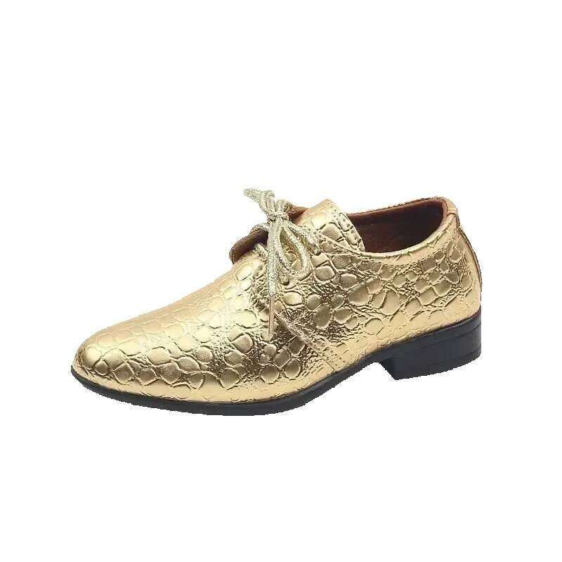 Boys Leather for Party Wedding Shows Catwalk Lace-up Classic Kids Fashion Casual Shoes Loafers Children Dress PU Low-heels J250625