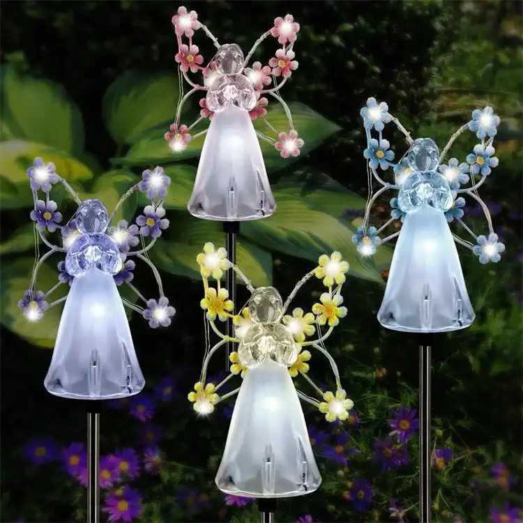 New Solar Angel Lights Outdoor Garden Decoration Landscape Housewarming Gift Cemetery Led Stake Lawn Yard Patio Solar Night Lamp C250922