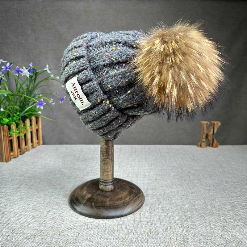 2025 New Fashion Natural fur pp hat for wen High quty mixColor Beanies Winter Hats for wen Warm Fem beanies Y250920