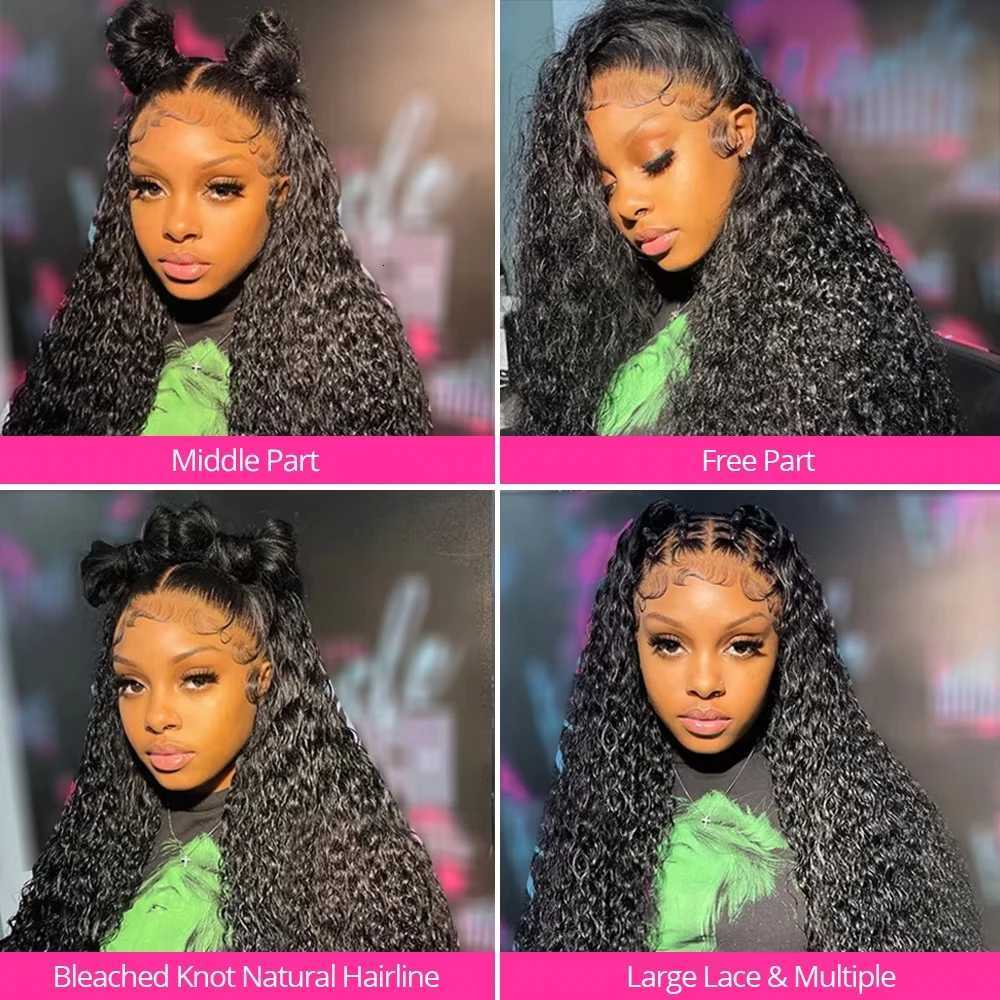250 Density 13x6 Kinky Curly HD Lace Frontal Wigs Brazilian 30 40 Inch Water Deep Wave 13x4 Lace Front Human Hair Wig For Women C250922