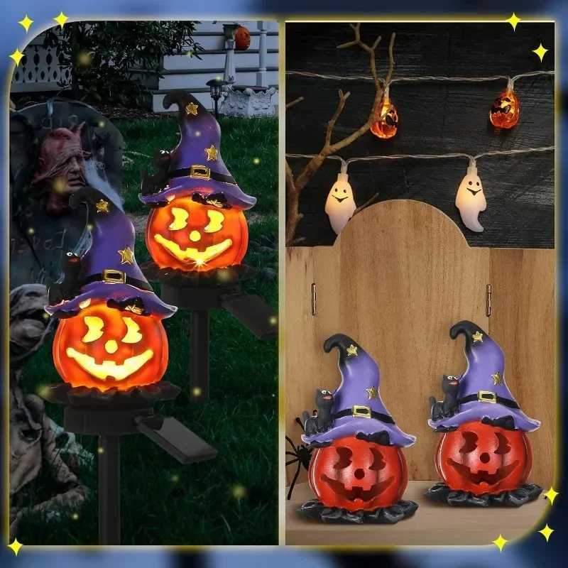 Solar Halloween Pumpkin Pathway Lights Waterproof Outdoor Decorative Stake Lights for Yard Lawn Garden Outside Decoration C250922