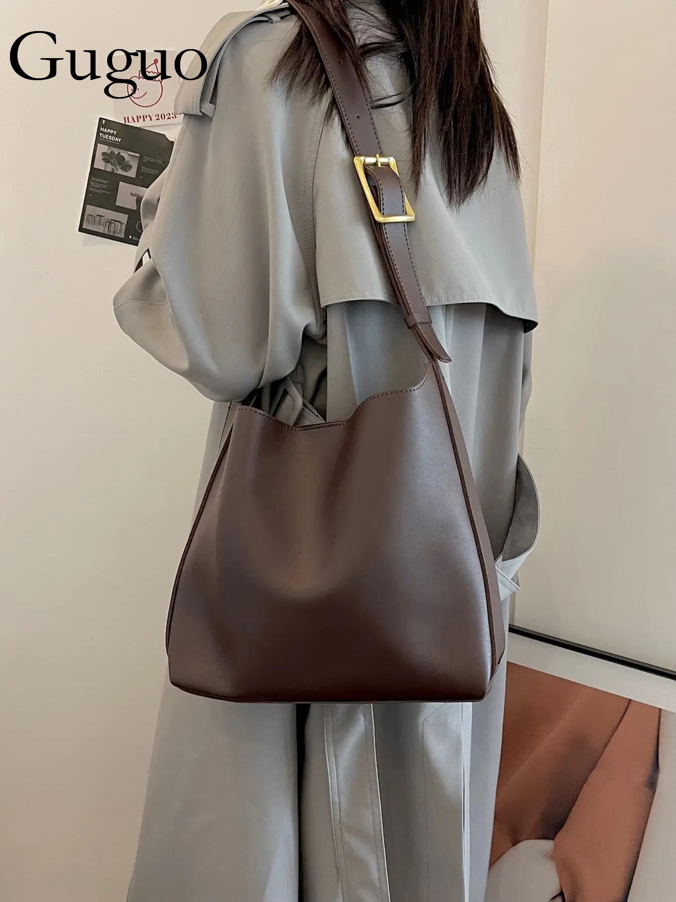 Guguo Designer Bag Handbag New Fashion Versatile Bucket Large Capacity Simple Casual Two-piece Set Soft Luxury Bag Slouchy Shoulder Crossbody Bag