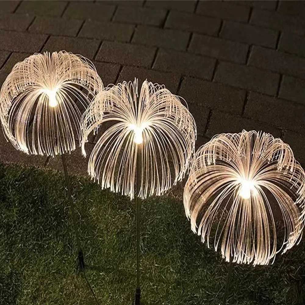 LED Waterproof solar garden lamp outdoor waterproof lawn lights optical fiber jellyfish lamp for roadyardparty decoration C250922