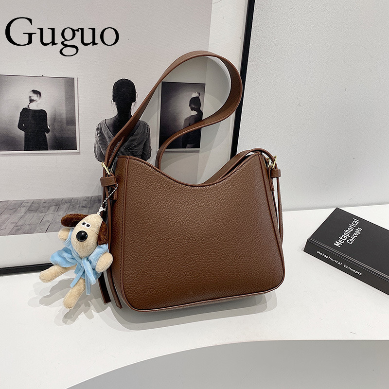 Guguo Designer Bag Trendy Women's Bag 2025 New Fashion Textured Shoulder Bag Luxury Bag Large Capacity Retro Women's Crossbody Bag Wholesale