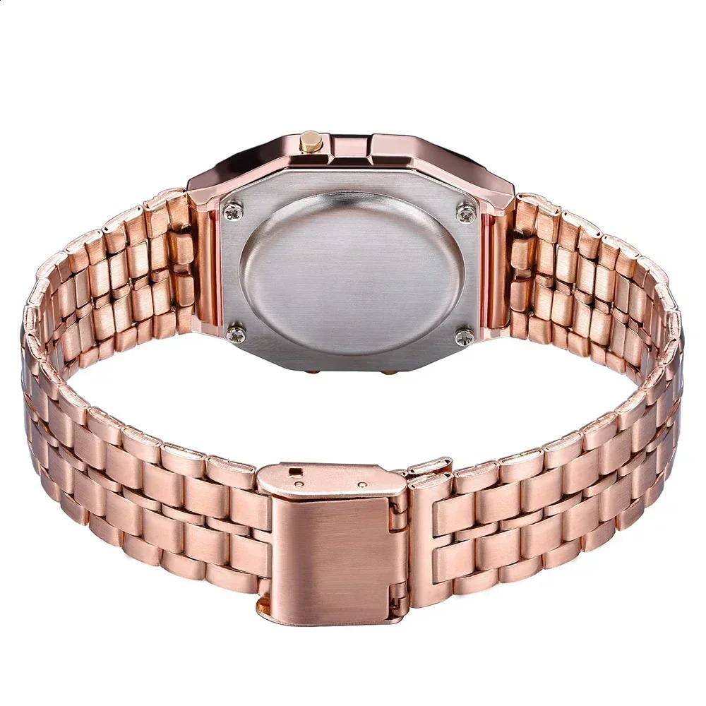 Retro Square Electronic Watches Digital Display Women Men Watch Rose Gold Silver Ladies Wristwatches Relojes Para Mujer 250911