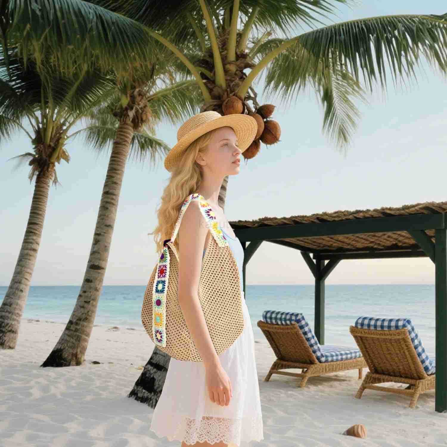 Crochet for Women Large Boho Crossbody Shoulder Tote Knitted Crochet Strap Purse for Daily Travel Shopping Z250922