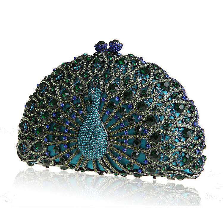 Designer Luxury Pea Rhinestone Women Bling Shiny Handbags Metal Chain Crystal Party Bags Elegant Designer Eveing Clutch Purse