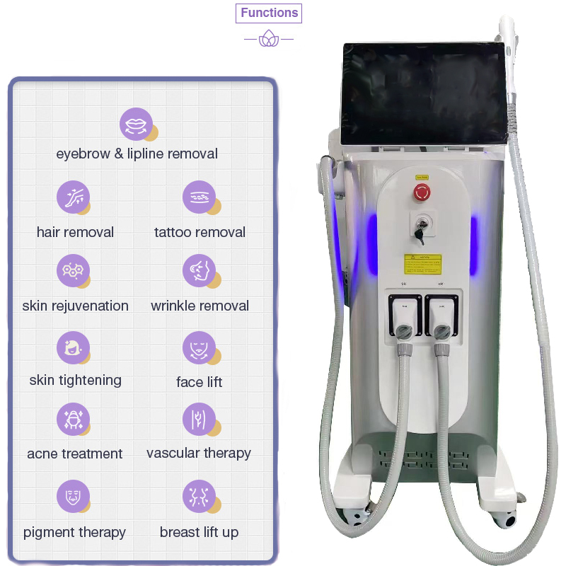 Nd yag laser elight ipl hair removing machine picosecond tattoo q switch e light rf wrinkle removal spa device 3 in 1
