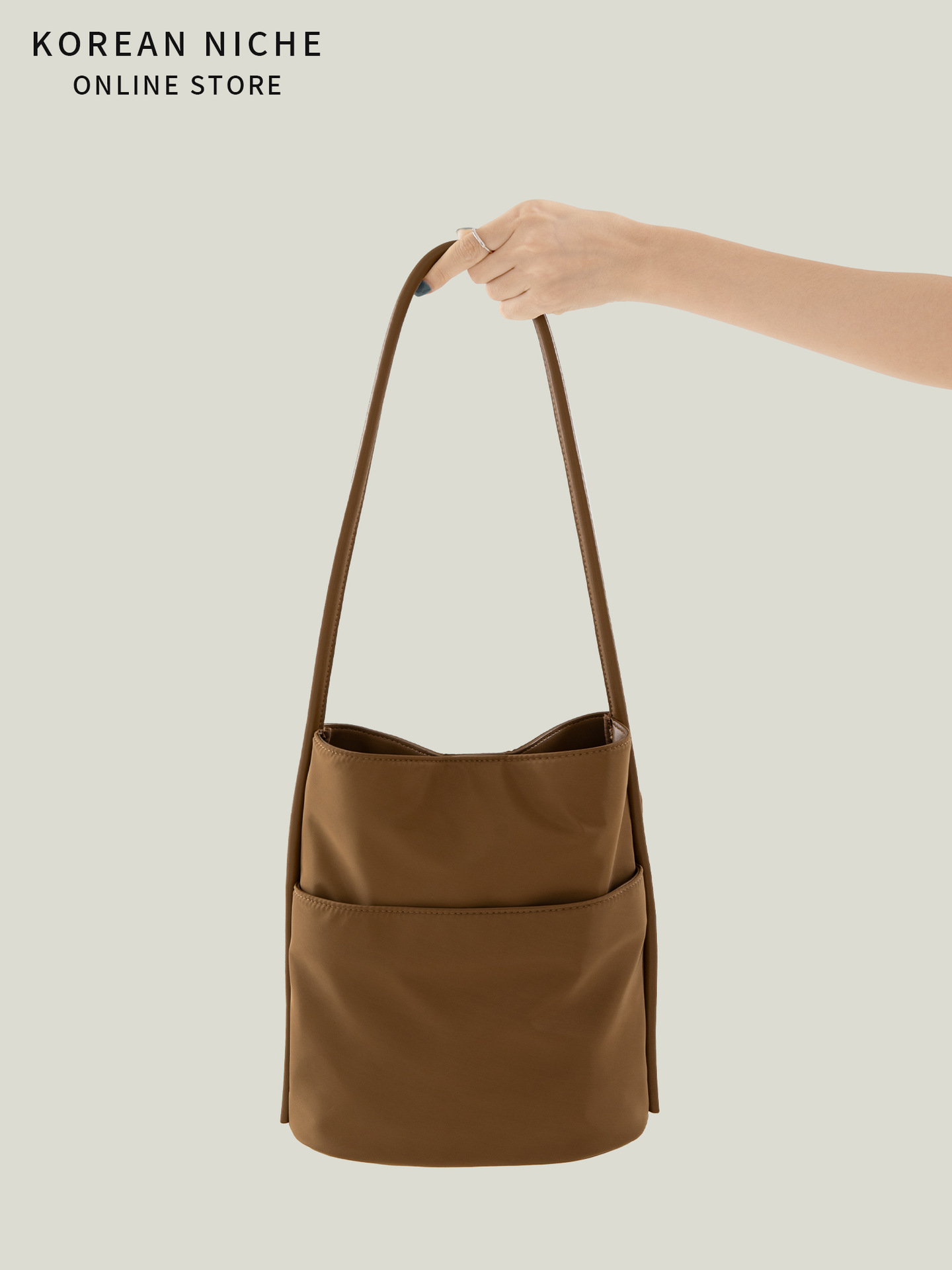 Korean-Style Niche Design Nylon Bucket For Women New Style Fashionable Versatile Casual Commuting Handbag And Shoulder Bag