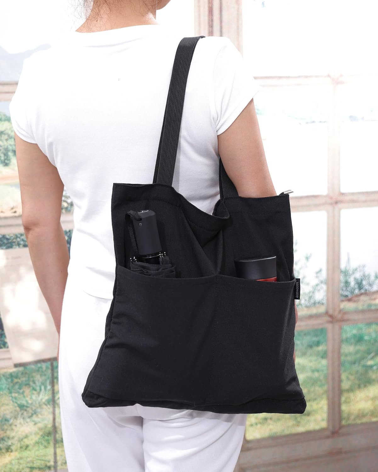 Tote Bag Aesthetic Canvas Handbags with Zipper for Women Travel Shoulder Bags Purses with compartments Z250922