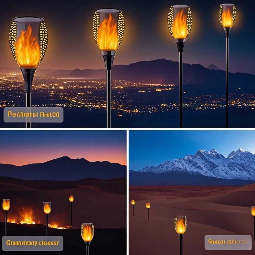 Solar Powered Flickering Flame Garden Lights Solar Charging with Auto OnOff for Lawn Yard Sidewalk Driveway Landscape Lighting C250922