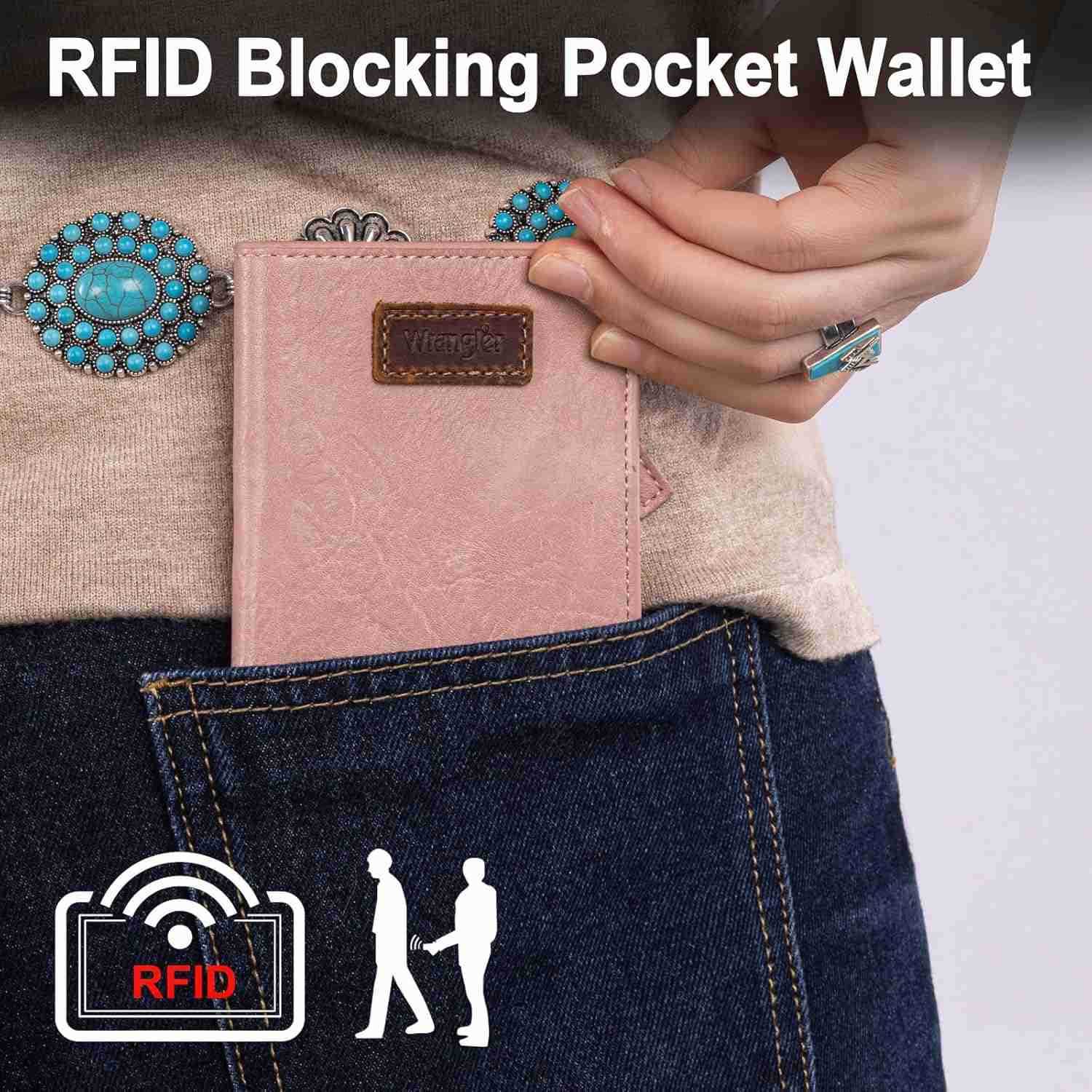 Wrangler Womens Wallet Small Pink Mini Wallet Card Cases Money Organizer for Female Ladies with Rfid Lining and A Coin Purse Z250922