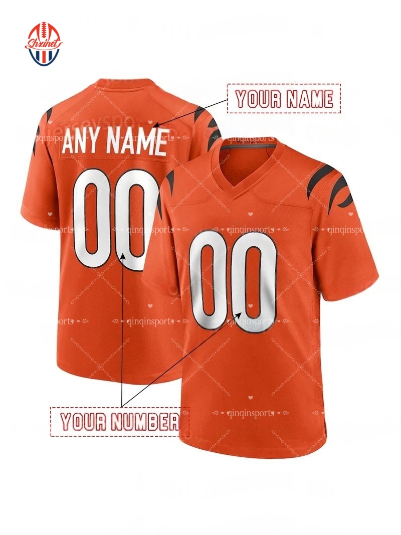 2024 Custom 9 Burrow 1 Chase Football Jersey Sam Hubbard Tee Higgins Brown Jermaine Burton Amarius Mims Zack Moss Myles Murphy