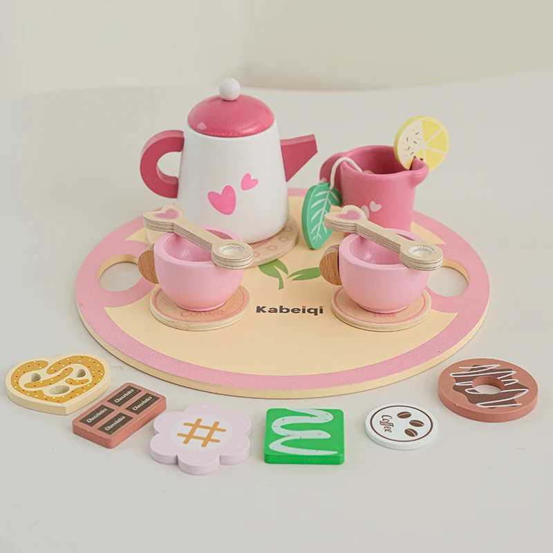 Wooden Tea Set For Little Girls Wooden Toys Toddler Tea Set Play Kitchen Accessories For Kids Pretend Play Food Tea Party Toys C250922