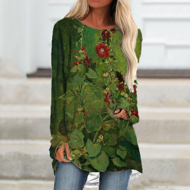 Long sleeve 3D Floral Stitching T-shirt YL23535