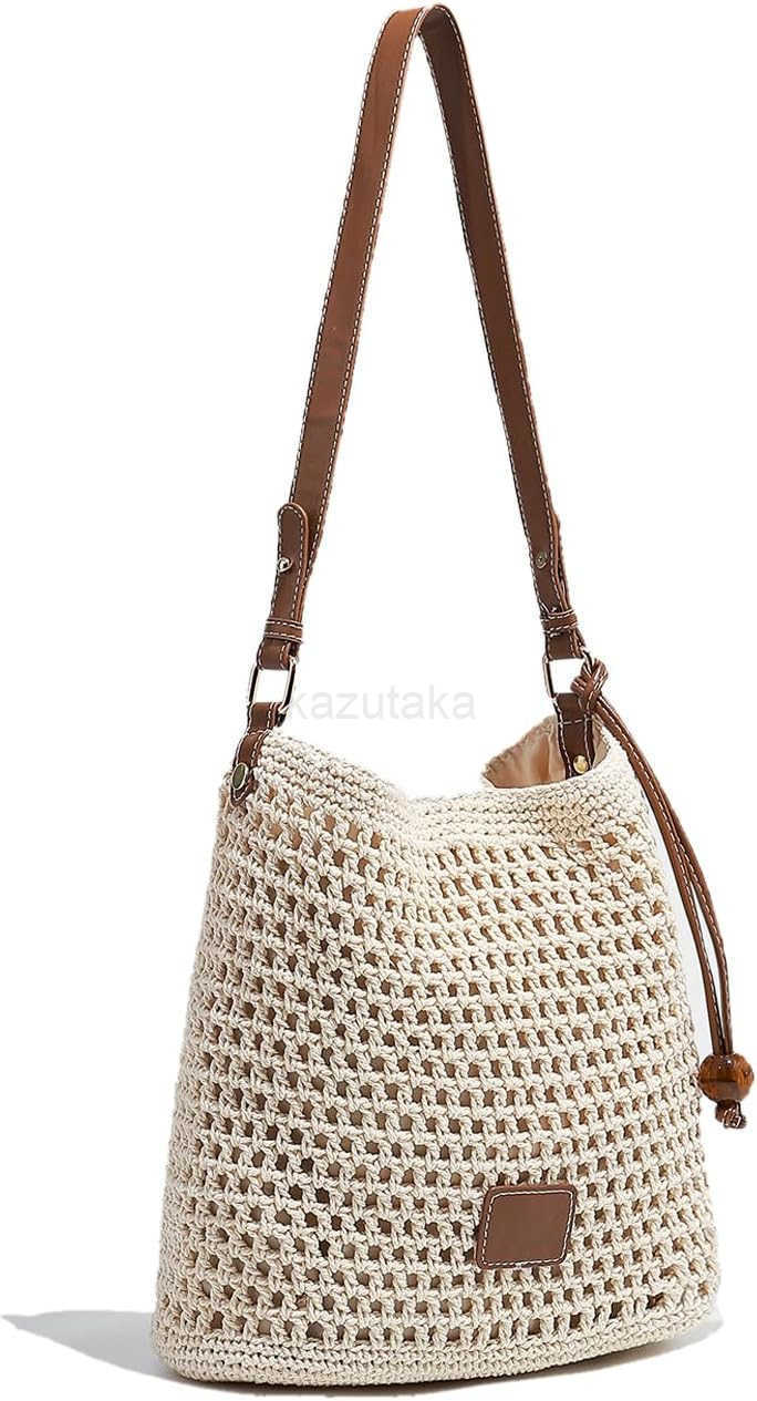 Women Small Cotton Crochet String Bag Handwoven Summer Beach Tote Bag Knitted Vacation Hobo Purse Bohemian Shoulder Handbag Z250922