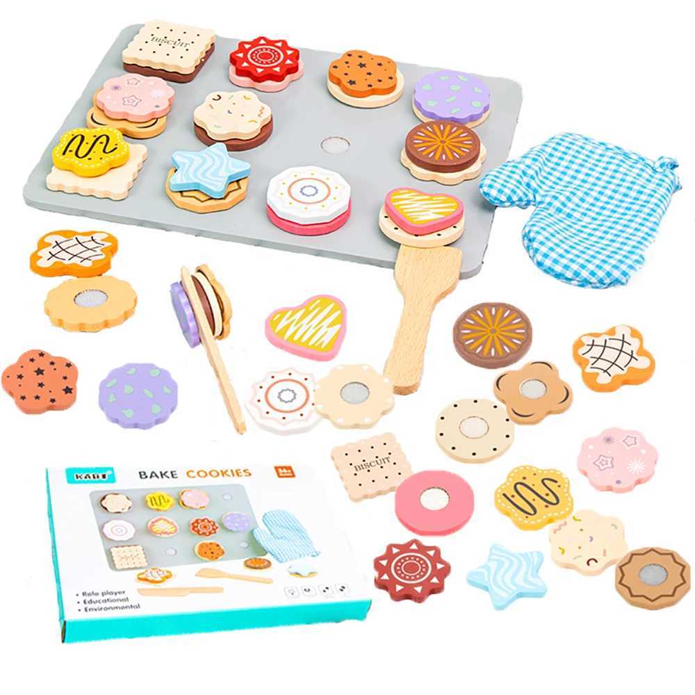 Wooden Cookie Play Food Set for Kids Kitchen Accessories Food Toys Pretend Play Slice and Bake Gift Toddler Learning Toys C250922